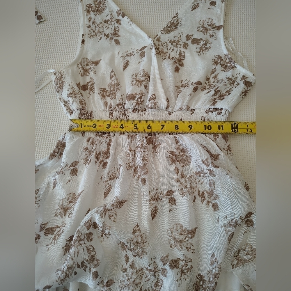 J GEE Floral White and Brown Maxi Dress Size S - Picture 4 of 8